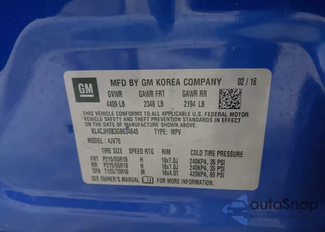 2016 Buick Encore Premium из США, поврежденный, VIN KL4CJHSB3GB634645